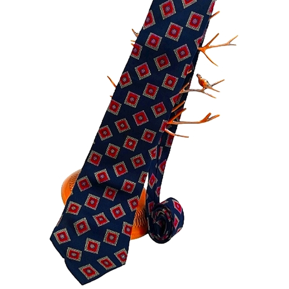 Bert Pulitzer 100% Silk Foulard Geometric Pattern Necktie Men's Tie